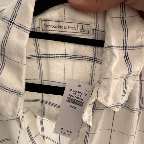 Abercrombie & Fitch long sleeve plaid oversized cotton button down shirt - Picture 2 of 10
